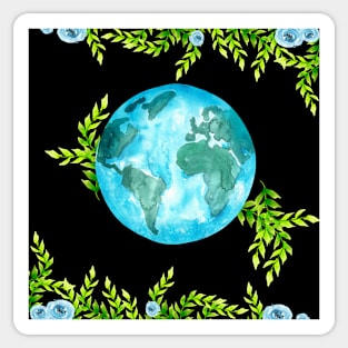 Watercolor Earth Flower Sticker